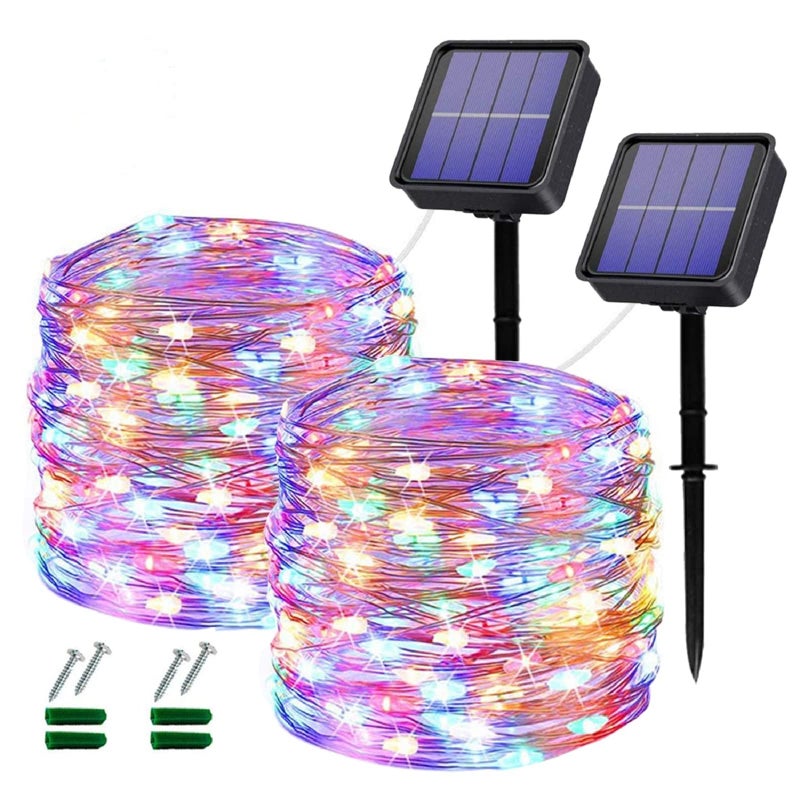 Lezonic Outdoor Solar Christmas Lights Waterproof,2 Pack Total 240LED 24M/80Ft Garden Light Waterproof 8 Modes Outdoor Copper Wire Solar String Lights Patio Decor,Porch Hanging Light (Colored) - Image 1